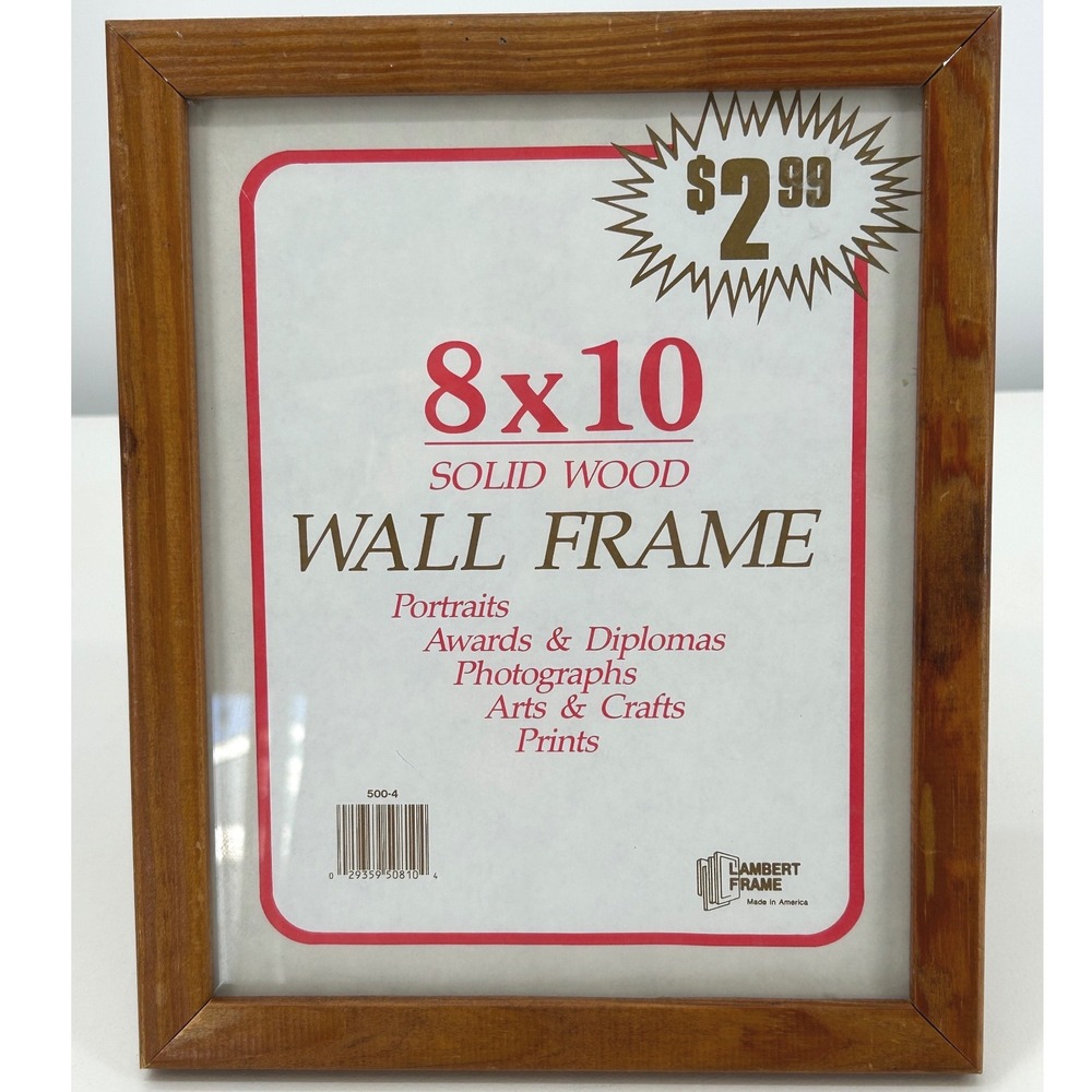 Vintage Lambert 8x10 Solid Wood Picture Frame NOS Made in USA Original Insert